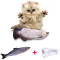 Juguete 3D para mascotas, gatos, peces, regalos interactivos, peces, gatos, juguetes con hierba gatera, almohada rellena, muñeca de simulación, peces jugando, juguete eléctrico para gatos